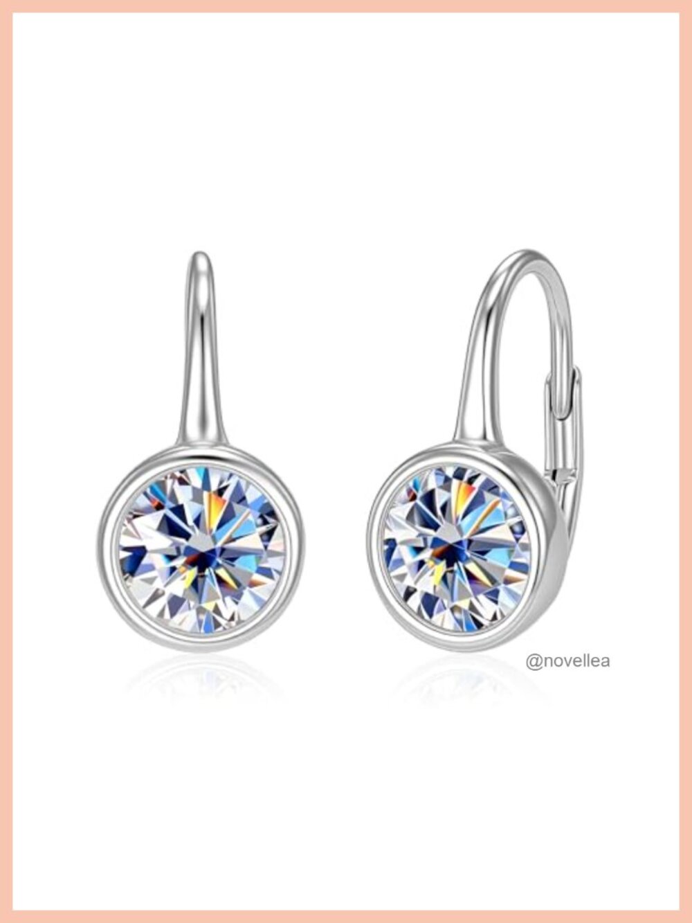 2ct Moissanite Hoop Dangle Earrings White Gold Plated Leverback